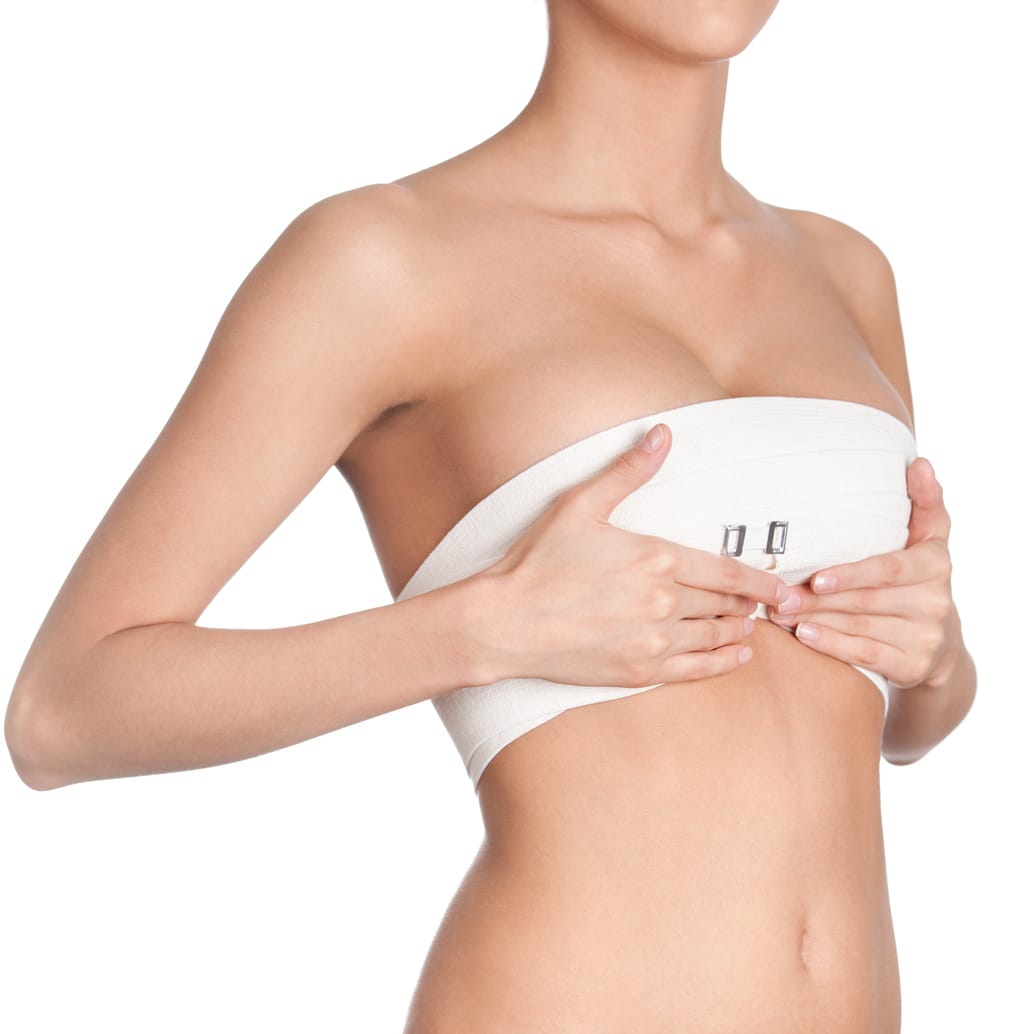 Breast correction, isolated, white background